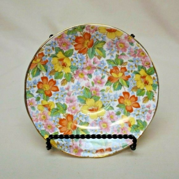 Salisbury Fine Bone China England Floral Footed Tea Cup and Saucer Pat. #1956A - Picture 6 of 14